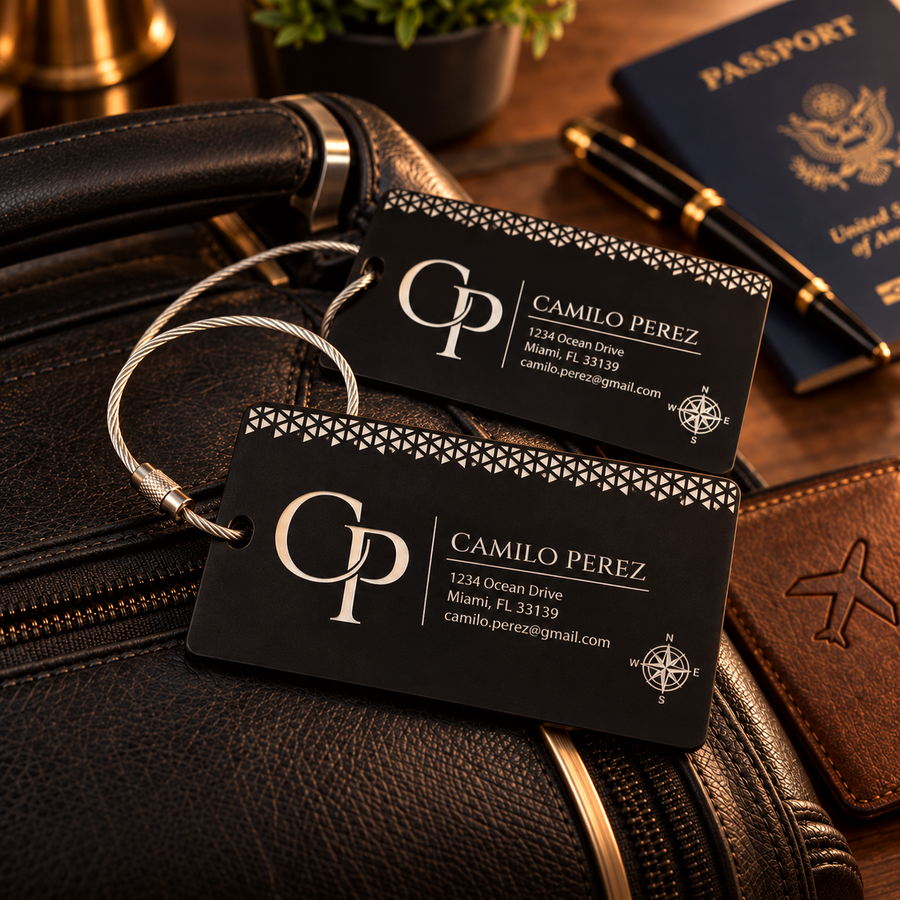 Personalized metal luggage tags